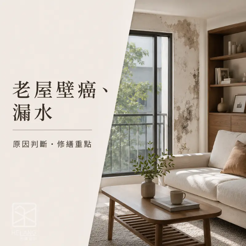 老屋壁癌與漏水問題，牆面受潮剝落需先找出滲水原因
